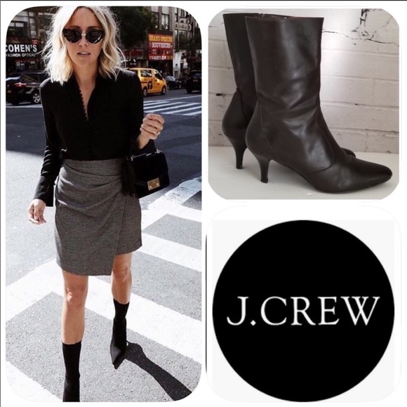 J. Crew Shoes - J CREW VINTAGE KITTEN HEEL MIDI LEATHER BOOTS 7